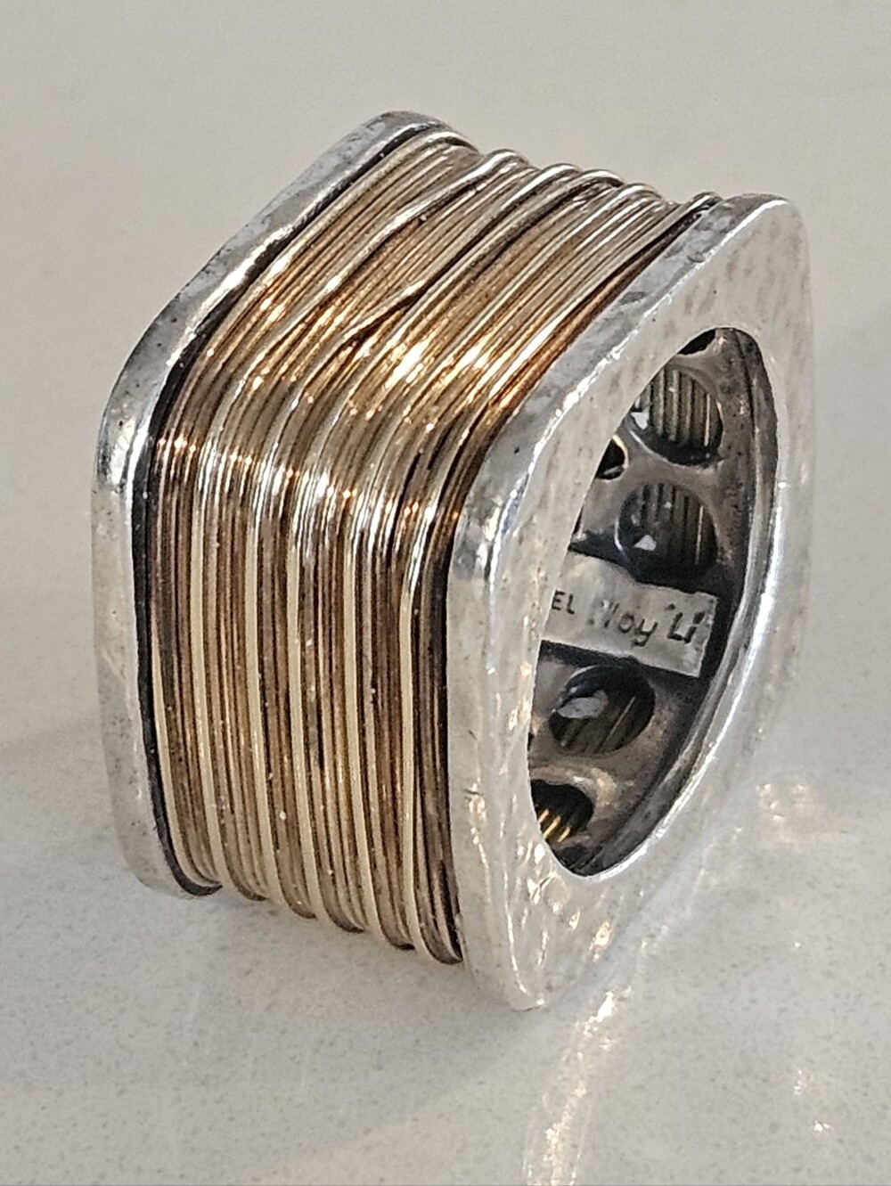 Noy Li Solid 14k 925 14.6mm Chunky Israeli Designer Modernist Square Ring